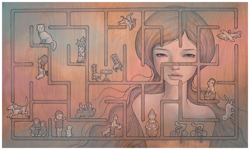 woman's face in a maze