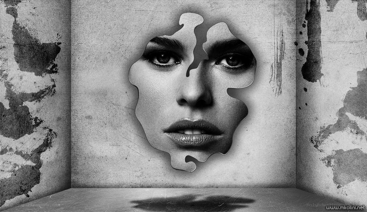 woman's face in a wall