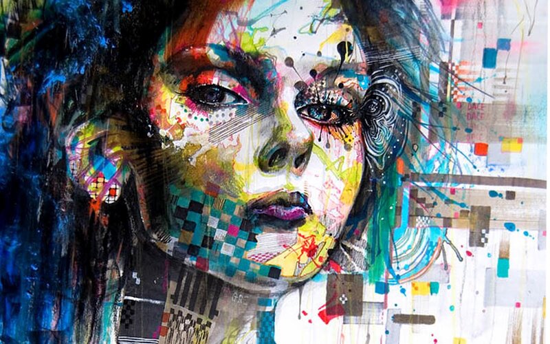 Woman's Face in Abstract Art — Blue