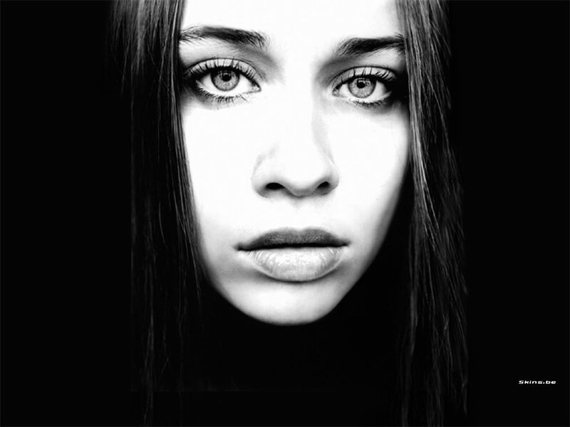 Woman's Face in Black and White — Dramatic, Photograph, Eyes