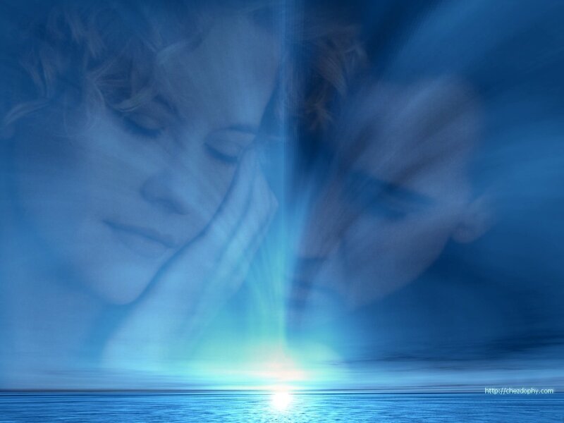 Woman's Face in Blue Light
