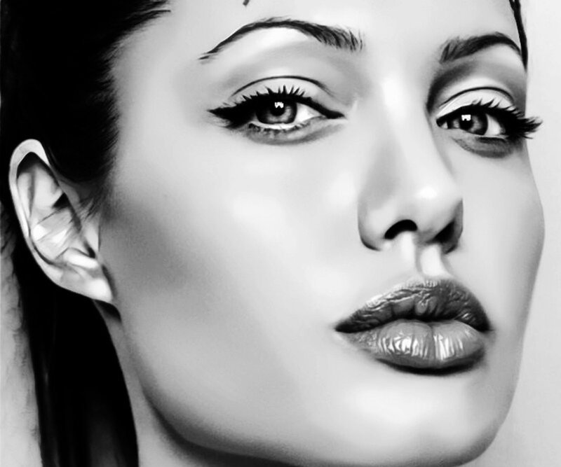 Woman's Face in Close-up — Black