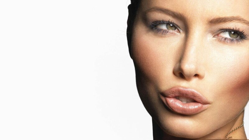 Woman's Face in Close-up — White, Neutral
