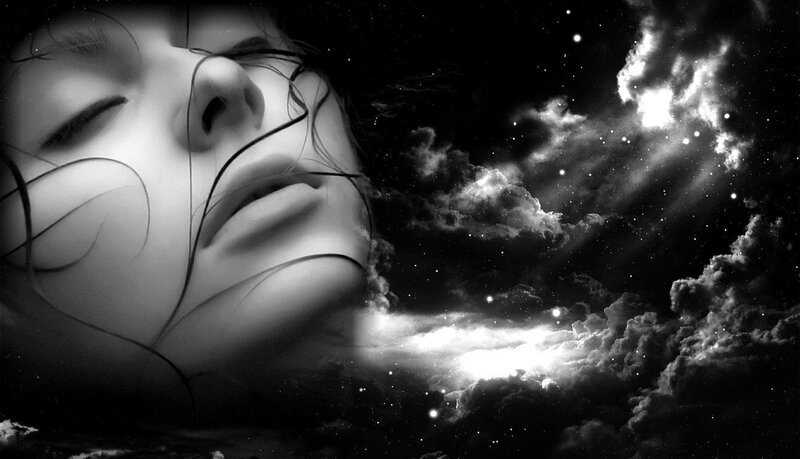 Woman's Face in Clouds — Black