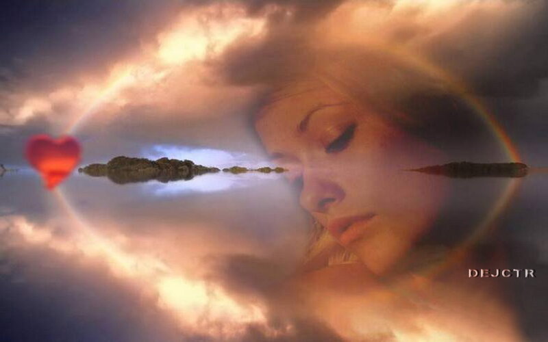 Woman's Face in Clouds — Orange