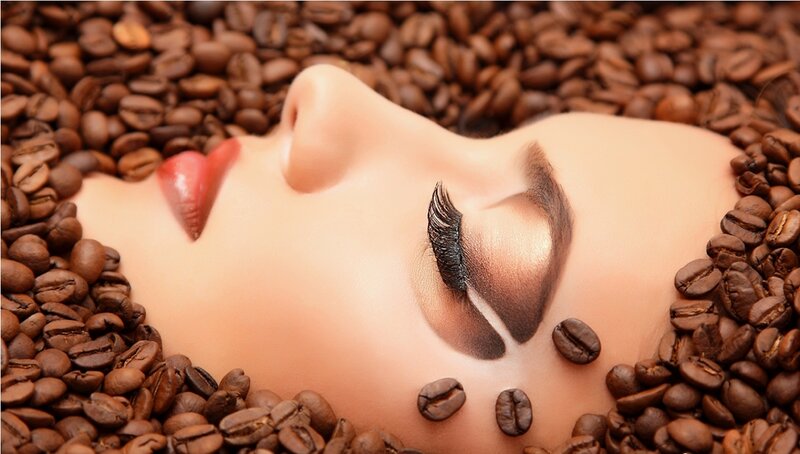 Woman's Face in Coffee Beans — Brown