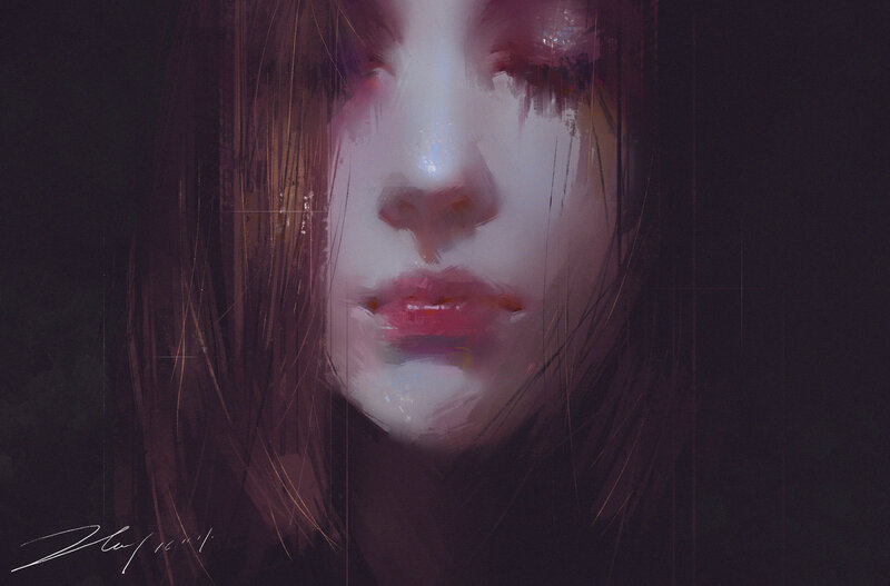 Woman's Face in Dark Setting