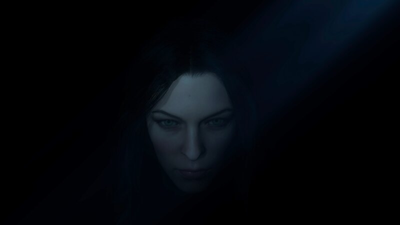 Woman's Face in Darkness — Black, Dark, Dramatic
