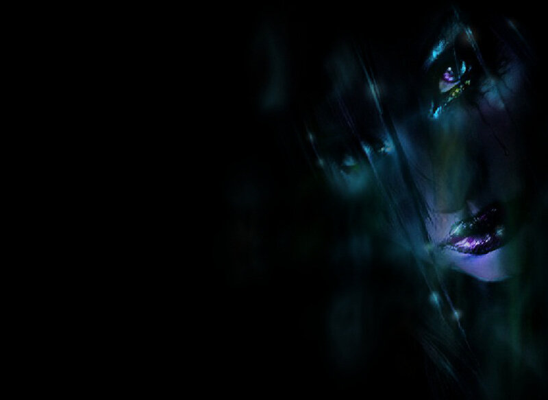 Woman's Face in Darkness — Black, Dark