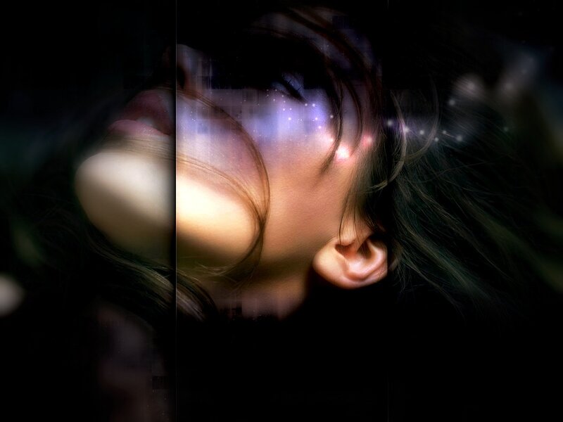 Woman's Face in Darkness — Black