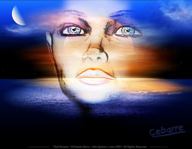 Woman's Face in Digital Art — Blue