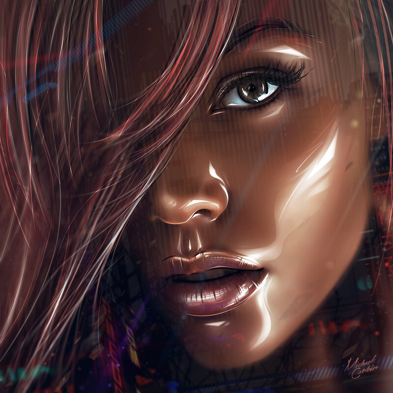 Woman's Face in Digital Art — Brown