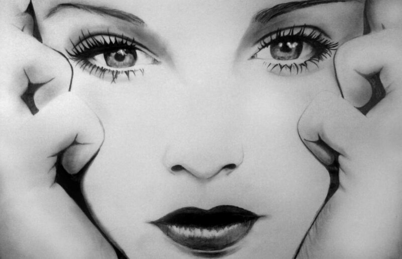 Woman's Face in Drawing — Black