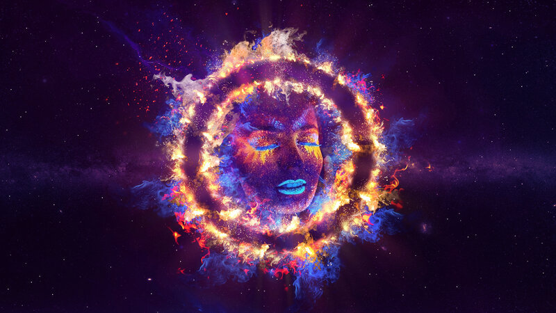 Woman's Face in Fire