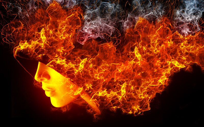 Woman's Face in Flames