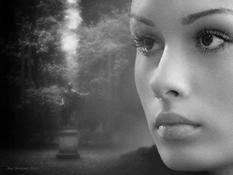 Woman's Face in Forest — Black