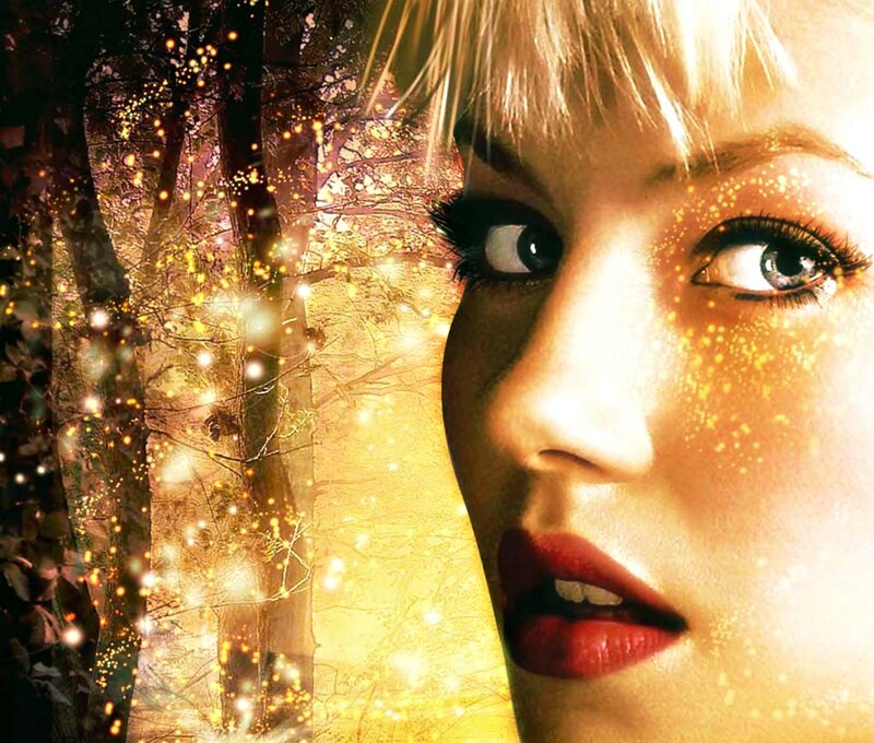 Woman's Face in Forest — Gold