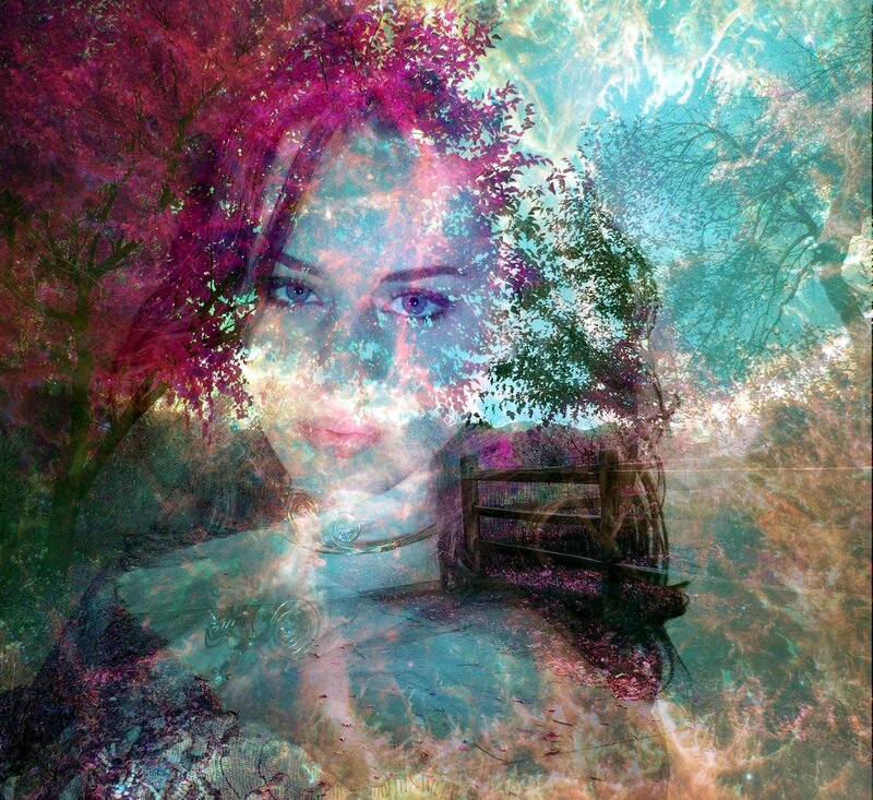 Woman's Face in Forest — Purple