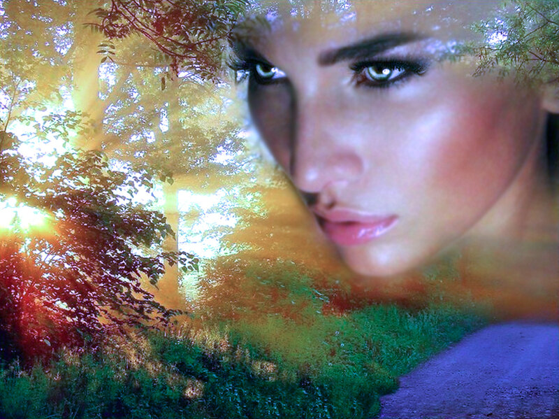 Woman's Face in Forest