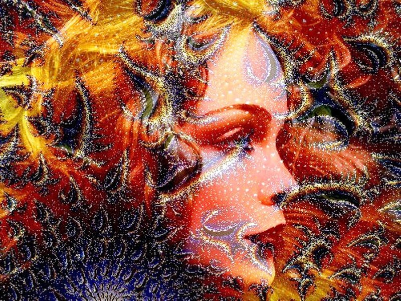 Woman's Face in Fractal Art — Red, Dreamy