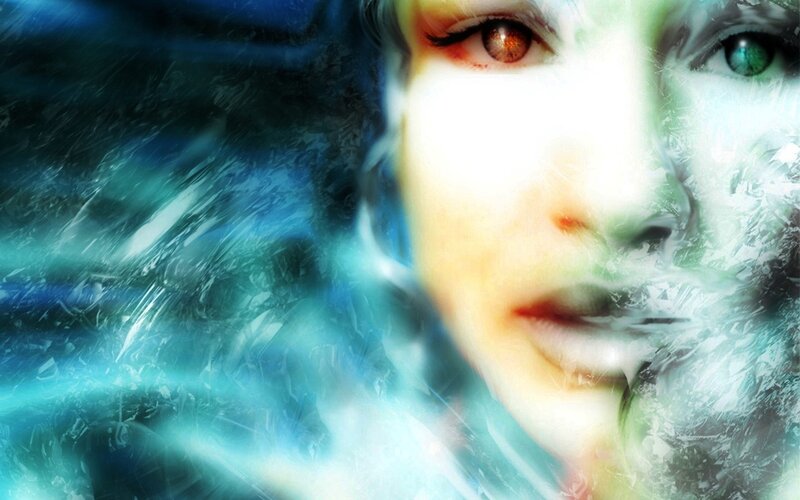 Woman's Face in Ice