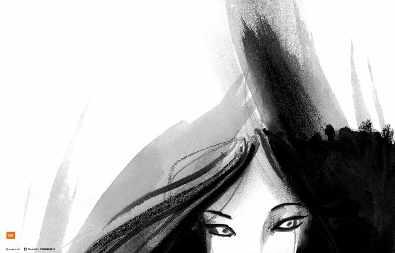 Woman's Face in Ink — Black
