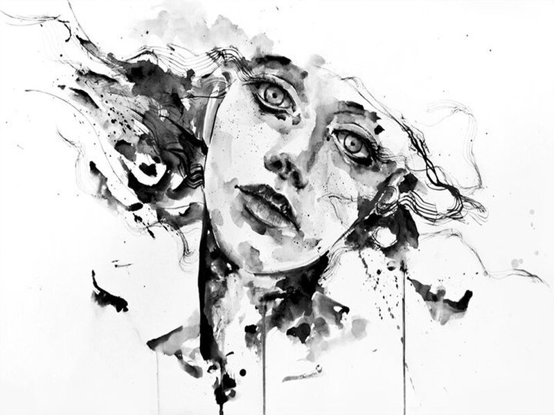 Woman's Face in Ink