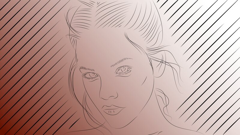 Woman's Face in Line Art