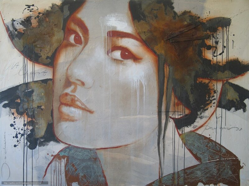 Woman's Face in Painting — White