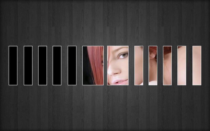 woman's face in panels