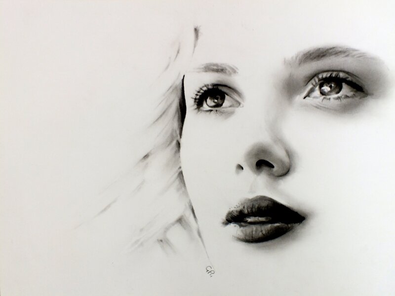 Woman's Face in Pencil — Black