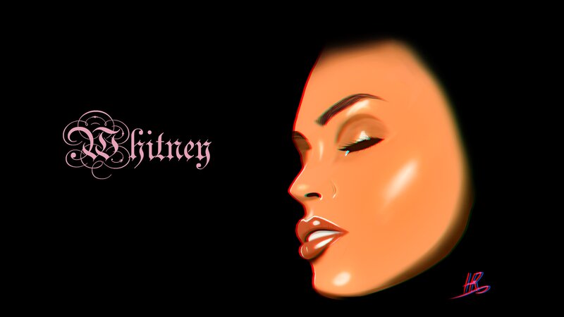 Woman's Face in Profile — Black, Dramatic, Digital Art, Name