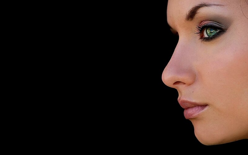 Woman's Face in Profile — Black, Dramatic, Photograph, Eye