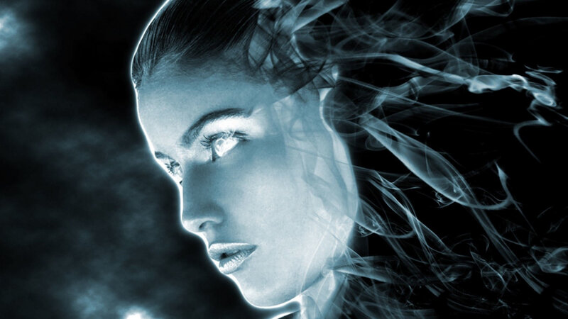Woman's Face in Profile — Blue, Dramatic, Digital Art