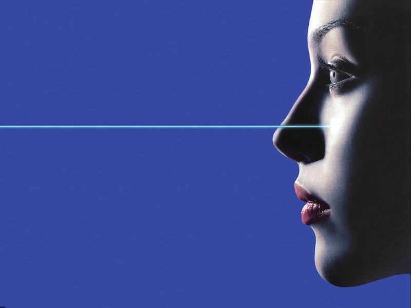 Woman's Face in Profile — Blue, Dramatic