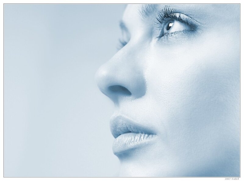 Woman's Face in Profile — Blue, Serene
