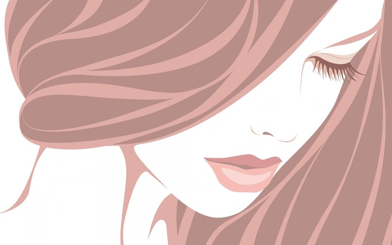 Woman's Face in Profile — Pink, Serene
