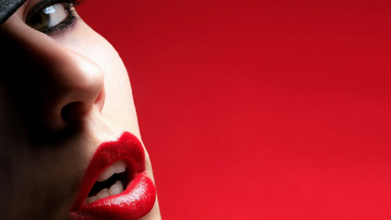 Woman's Face in Profile — Red, Dramatic, Photograph