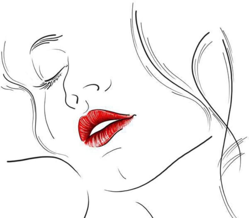 Woman's Face in Profile — Red, Sensual