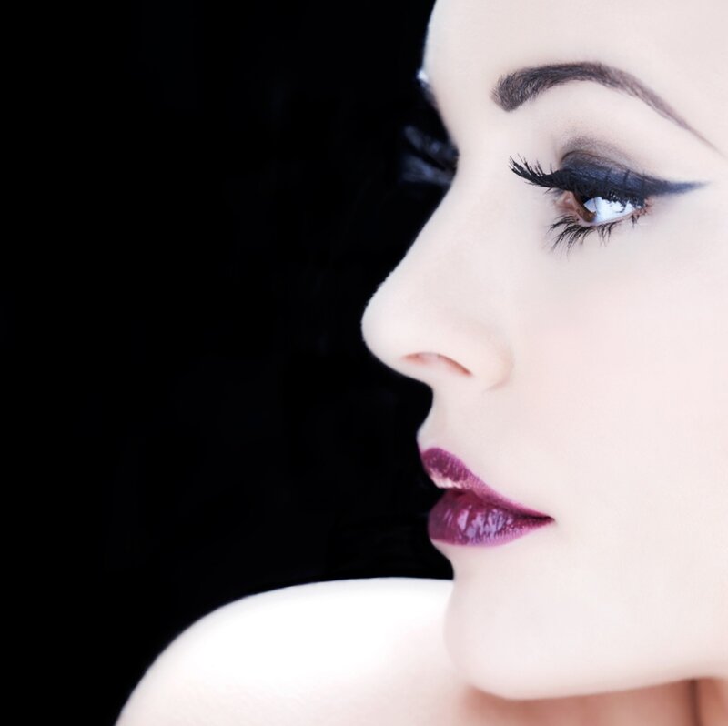Woman's Face in Profile — White, Dramatic, Photograph, Eye