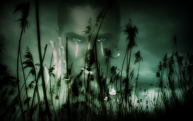 Woman's Face in Reeds