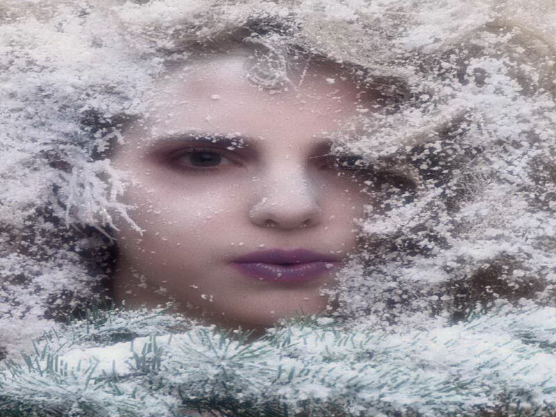 woman's face in snow