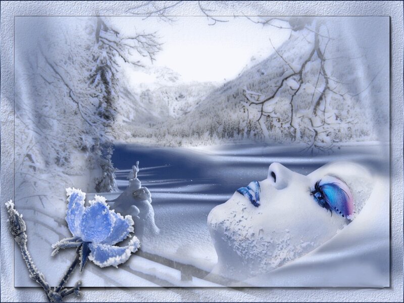 Woman's Face in Snow — White