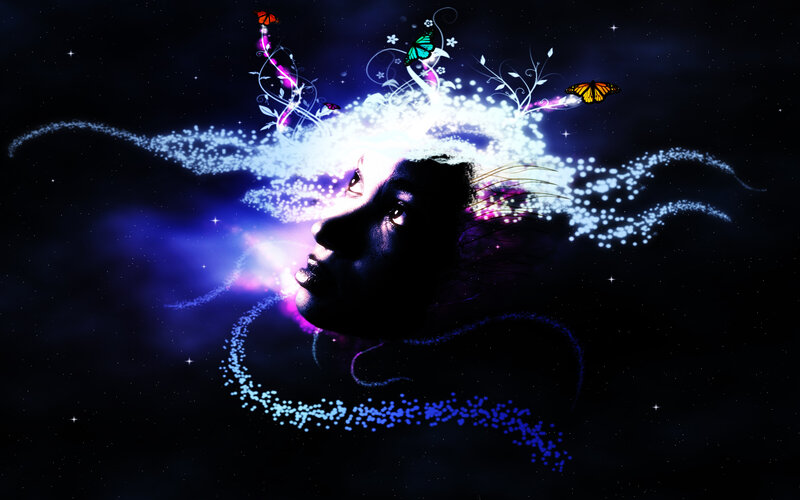 Woman's Face in Space — Black, Dreamy
