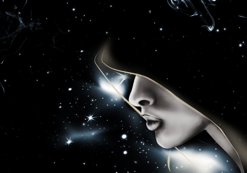 Woman's Face in Space — Black