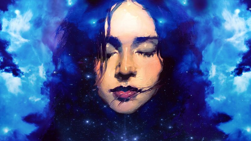 Woman's Face in Space — Blue, Dreamy