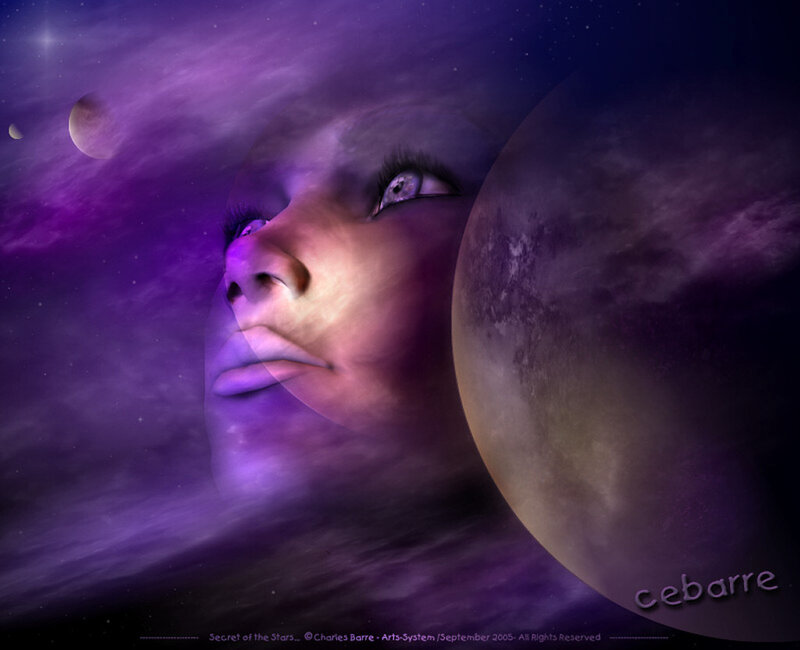 Woman's Face in Space — Purple, Dreamy
