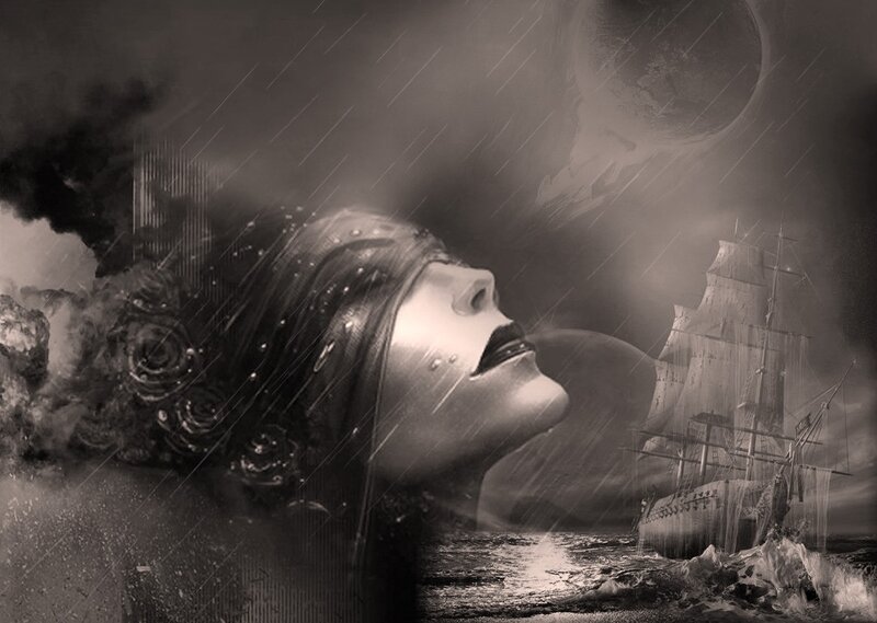 Woman's Face in Storm — Black