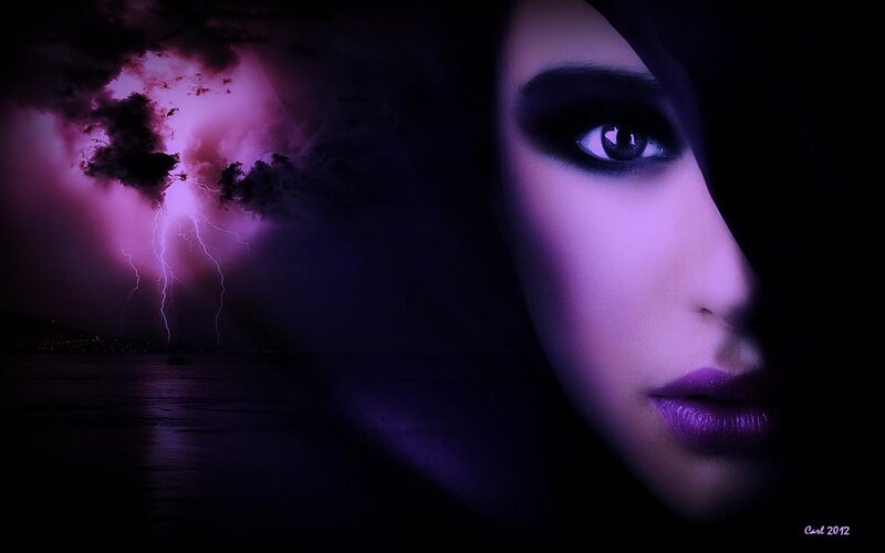 Woman's Face in Storm — Purple