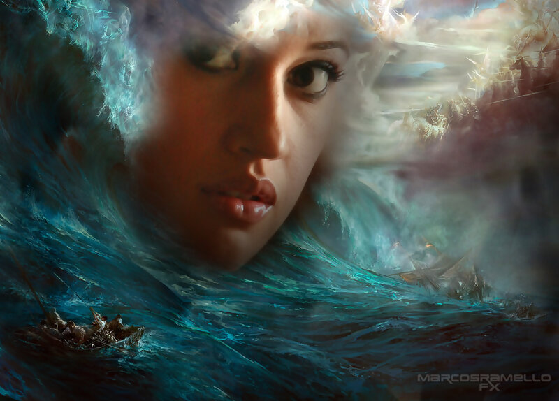 Woman's Face in Storm
